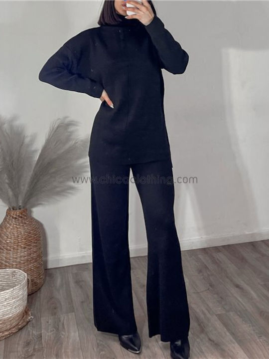 Chica Femei Negru Set cu Pantaloni