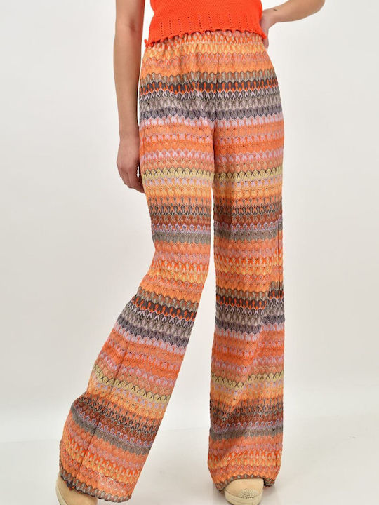 Damen Stoff Hose mit Gummizug in Lockerer Passform Orange