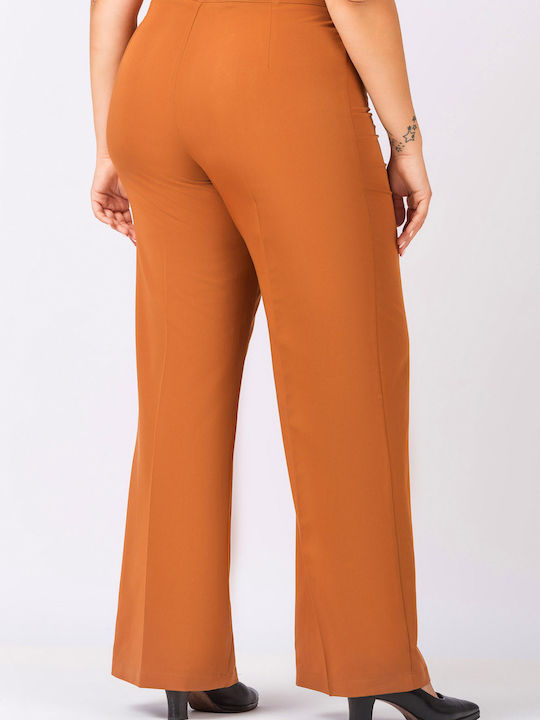 Jucita Women's Fabric Trousers Bell Brown