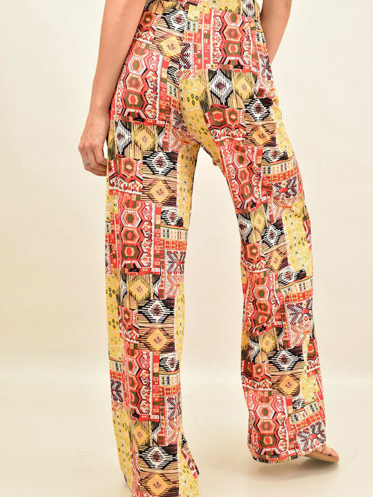 First Woman Women's Fabric Trousers Yellow