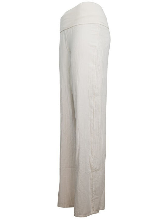 FantazyStores Women's Fabric Trousers White