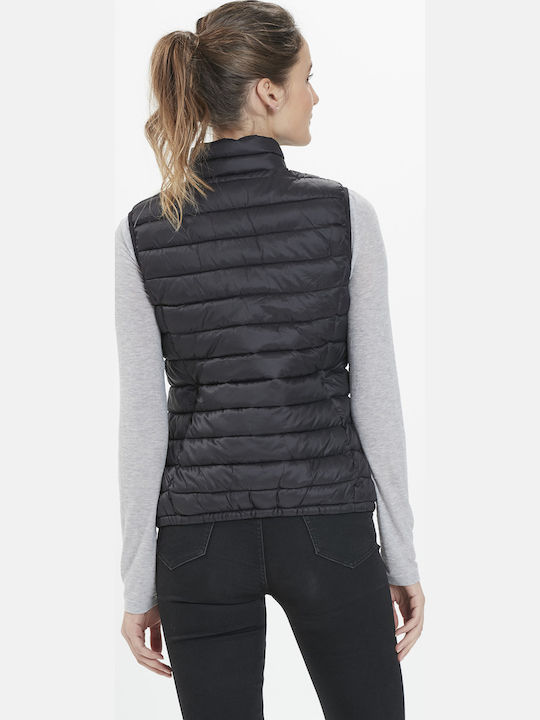 Kurz Damen Ärmellos Puffer Jacke Schwarz