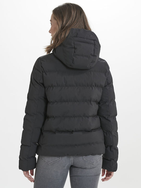 Kurz Damen Puffer Jacke für Winter Schwarz