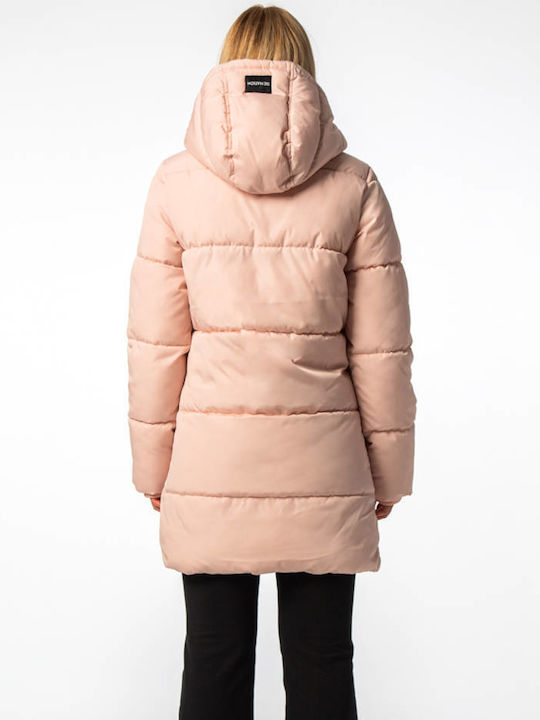 Be:Nation Women's Short Puffer Jacket for Winter with Hood Beige