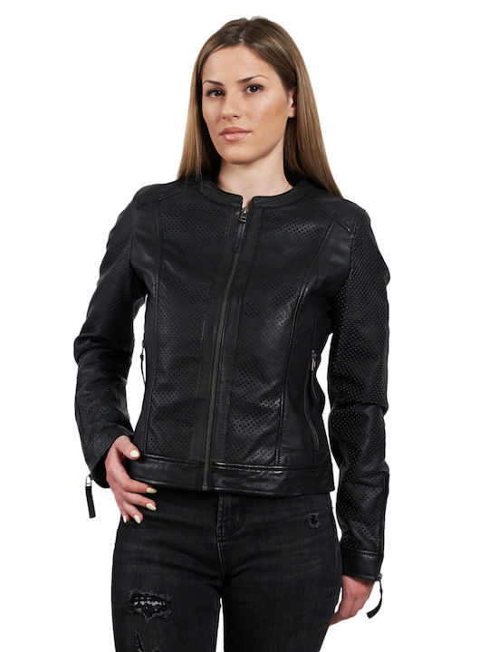 Leatherland Isabel Women's Short Lifestyle Leather Jacket for Winter Black