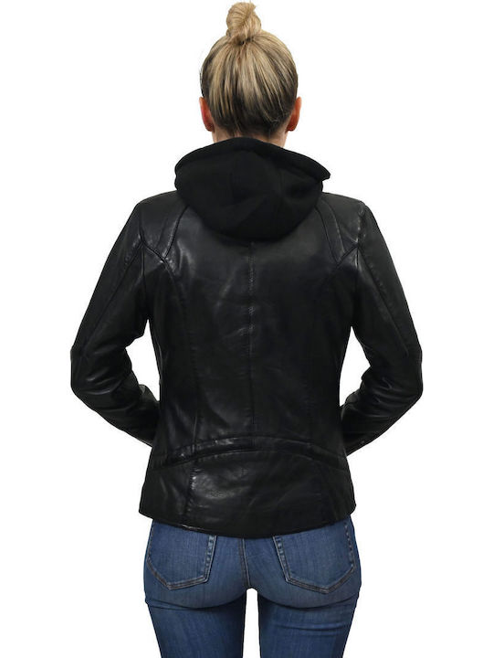 Sophia Δερμάτινο Γυναικείο Biker Jacket Μαύρο