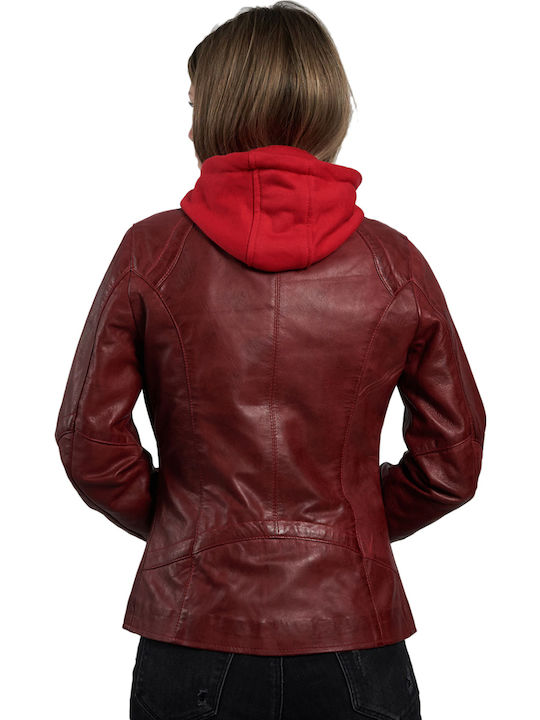 Sophia Piele Jachetă de femei Biker Jacket Burgundy