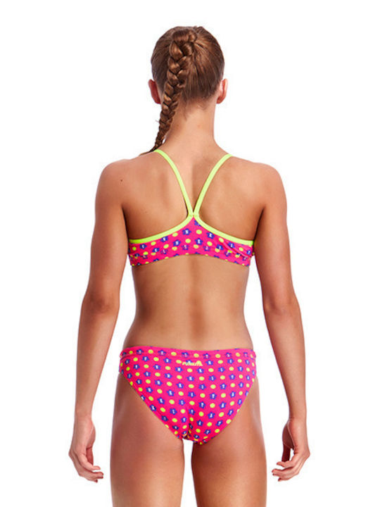 Funkita Racerback Two Piece Daisy Dots Kinder Badeanzug Bikini Fuchsie