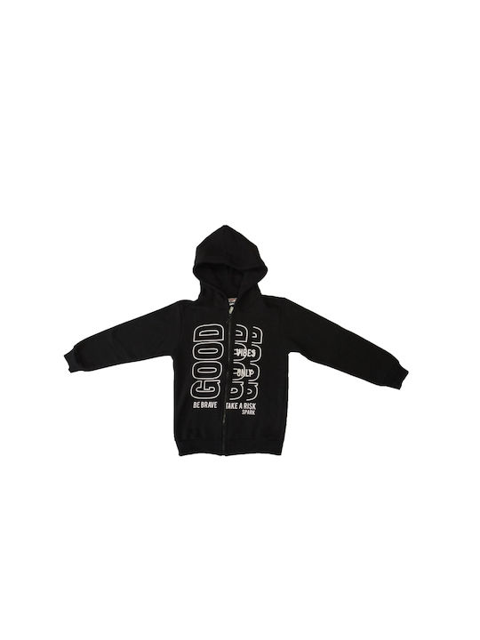 Spark Boys Sweatshirt Sportswear with Zipper Black