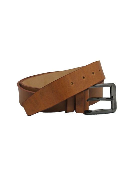 Men's Leather Wide Belt Tabac Brown