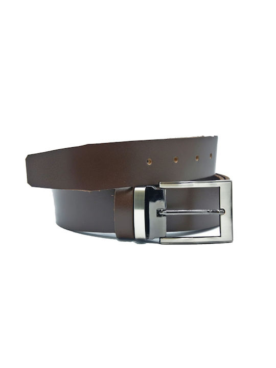 Men's Leather Wide Belt Brown