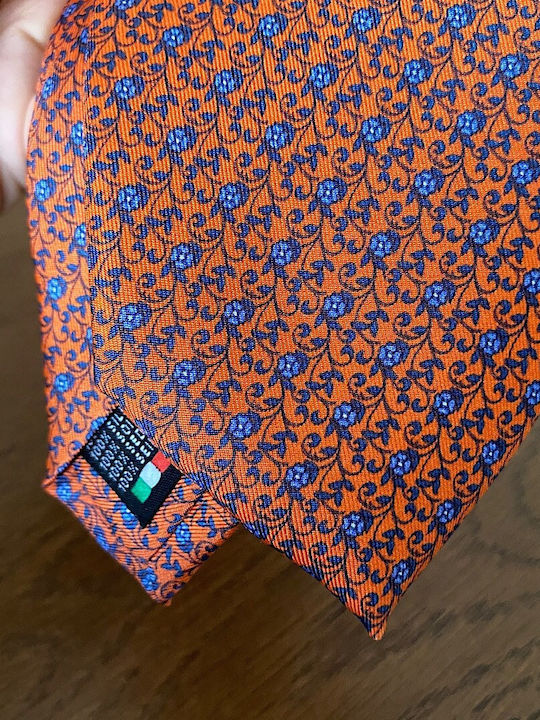 Silk Men's Tie Printed Orange