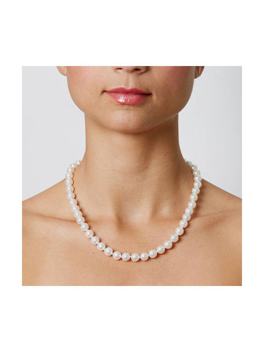 Necklace Double from White Gold 18k with Pearls