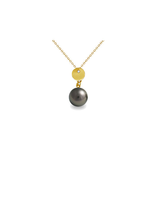 Necklace from Gold 18k with Pearls & Diamond