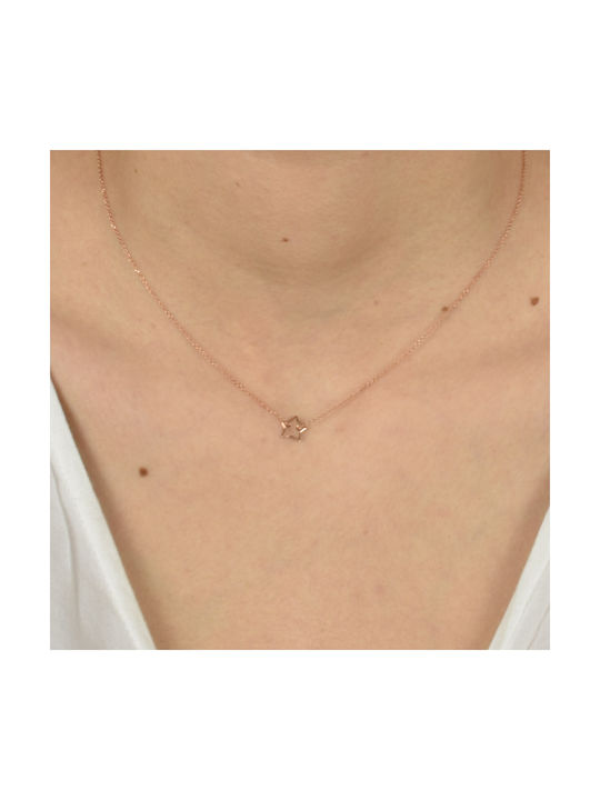 Necklace with design Star from Rose Gold 14K