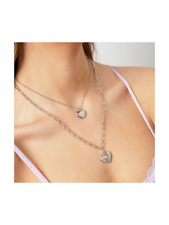 Necklace with design Heart from Gold Plated Steel