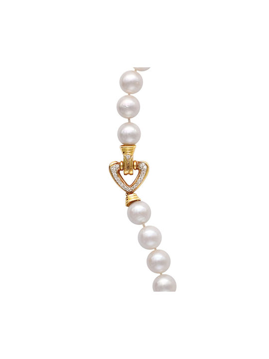 Necklace from White Gold 18k with Pearls & Diamond