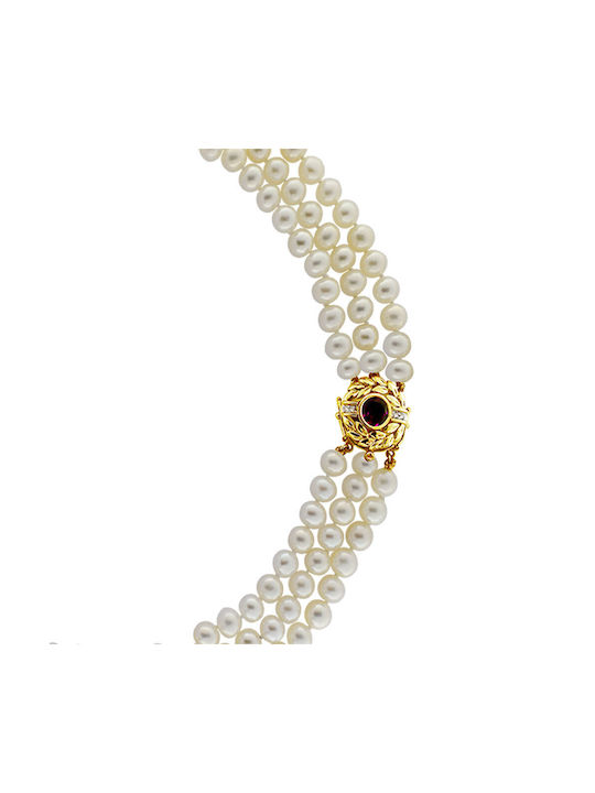 Necklace from White Gold 14K with Pearls