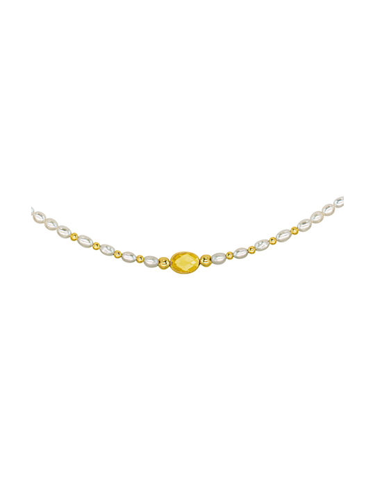 Necklace from White Gold 14K with Pearls