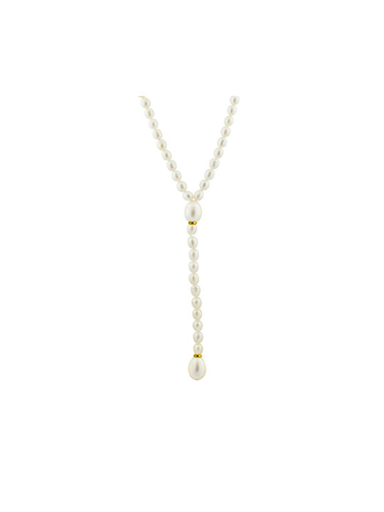 Necklace from White Gold 14K with Pearls