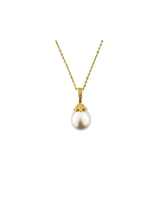 Necklace from Gold 18k with Pearls & Diamond