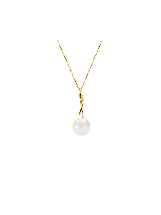 Necklace from Gold 18k with Pearls & Diamond