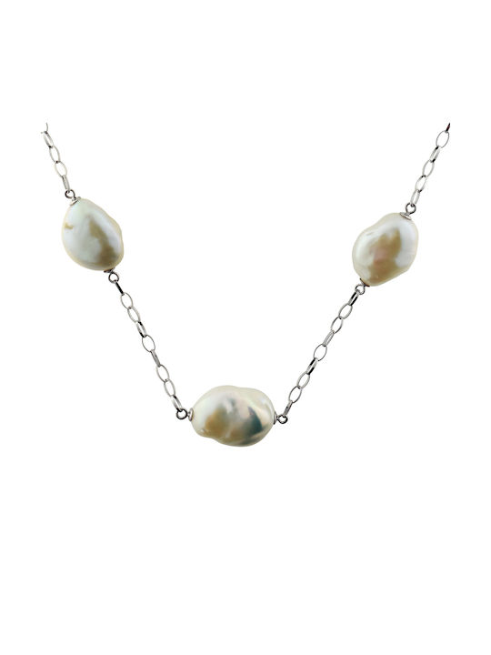 Necklace from White Gold 18k with Pearls