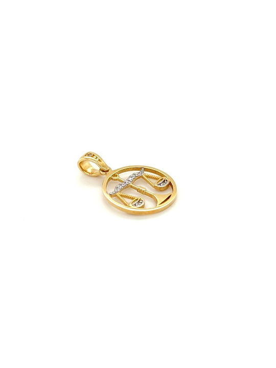 Charm Zodiac Sign from Gold 14K with Zircon