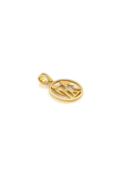 Charm Zodiac Sign from Gold 14K with Zircon