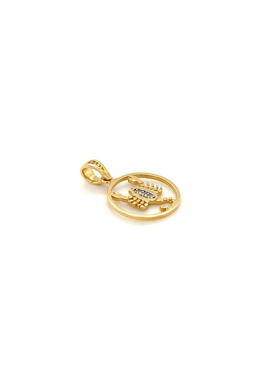 Charm Zodiac Sign from Gold 14K with Zircon