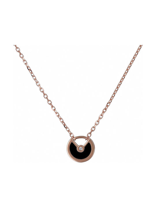 Necklace Double from Rose Gold 9 K with Zircon