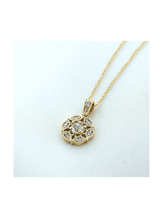 Necklace Rosette from Gold 14K with Diamond