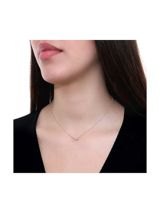 Necklace Infinity from Rose Gold 14K with Zircon