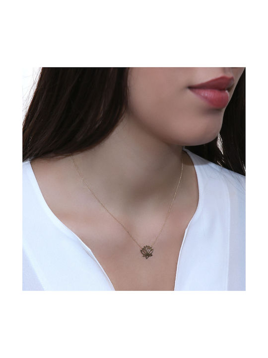 Necklace with design Flower from Gold 14K