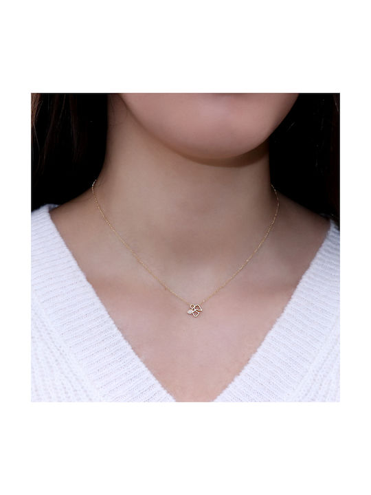 Колие с дизайн Angel от Злато 14K с Циркони