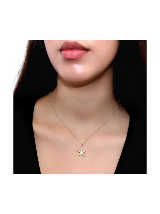 Necklace with design Star from Gold 14K