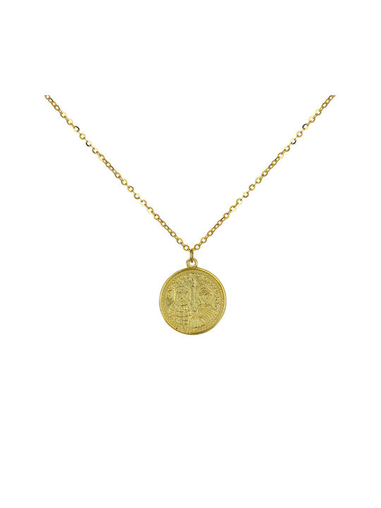 Necklace Constantine Amulet from Gold 9 K with Zircon