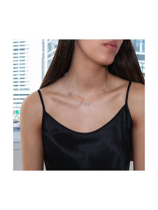 Necklace Geometric from Rose Gold 14K with Pearls