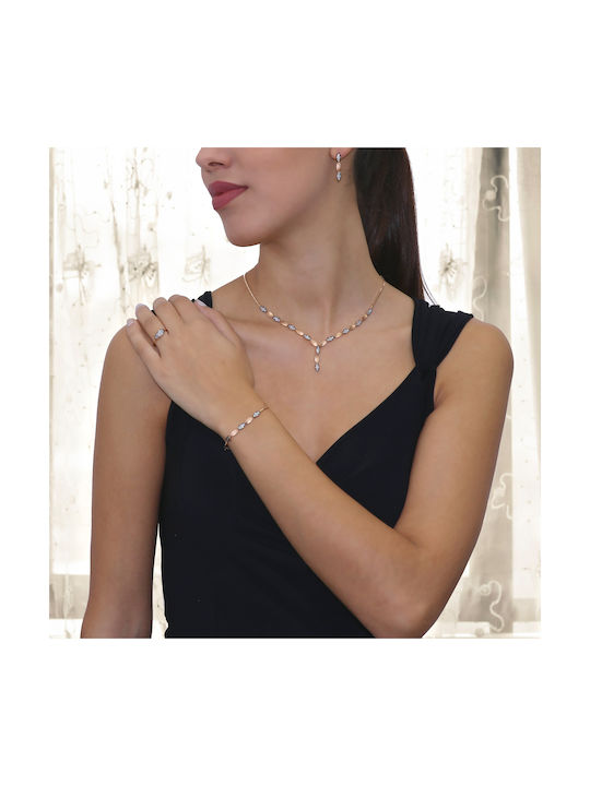 Necklace from Rose Gold 14K with Zircon