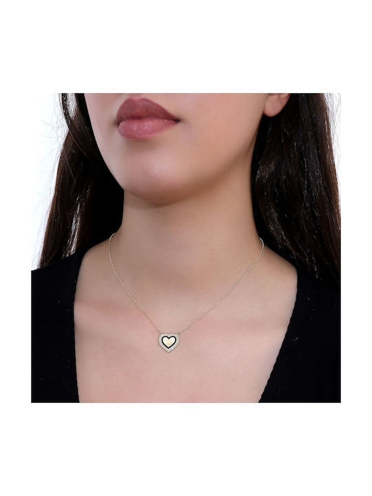 Necklace with design Heart from Gold 14K with Zircon