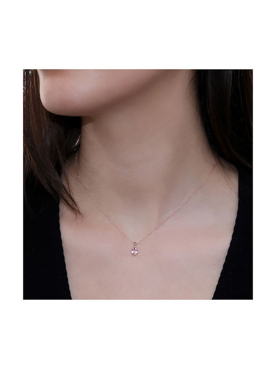 Necklace with design Tear from Rose Gold 14K with Zircon