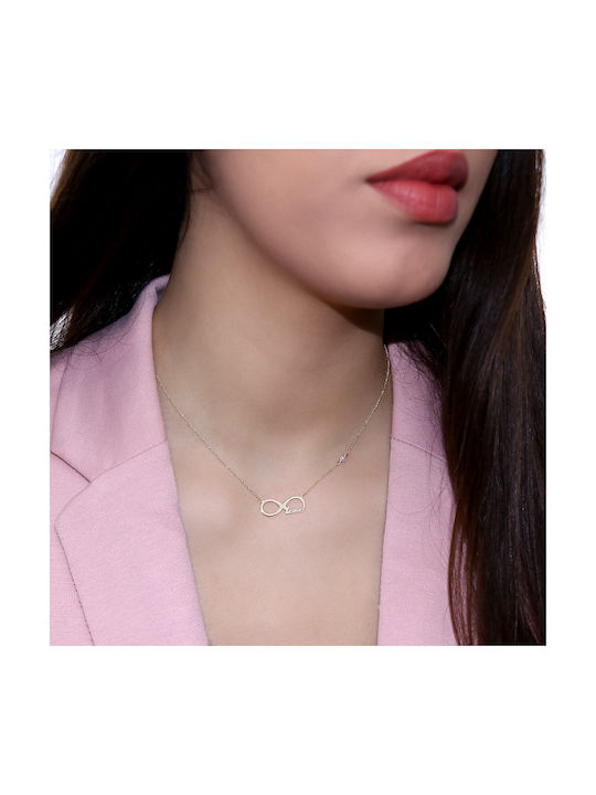 Necklace Infinity from Gold 14K with Pearls