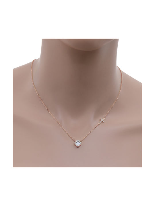 Necklace from Rose Gold 14K with Zircon