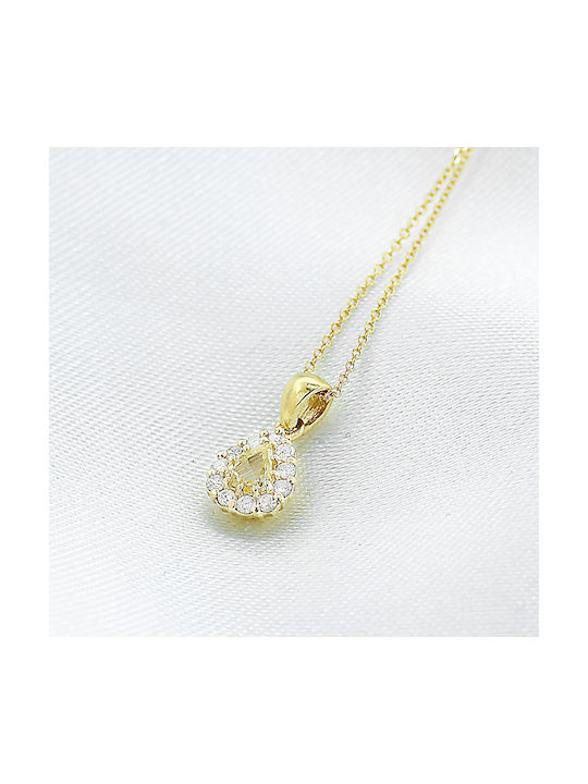 Necklace with design Tear from Gold 18k with Diamond