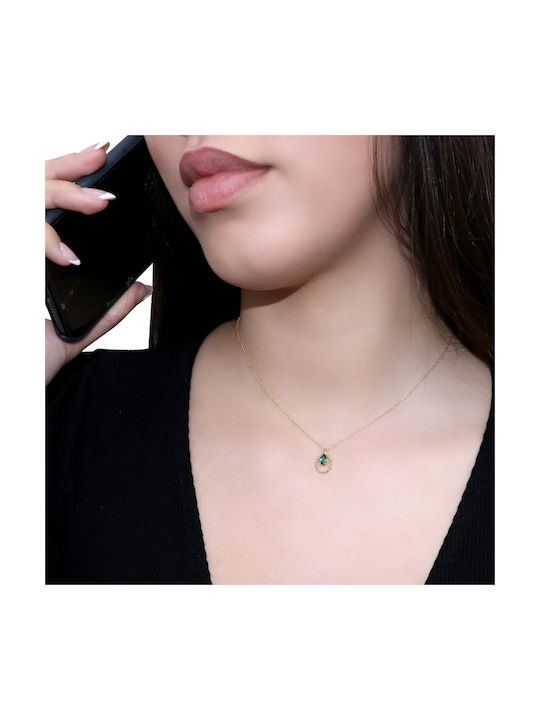 Necklace with design Tear from Gold 14K with Zircon