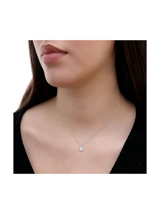 Necklace from White Gold 18k with Diamond