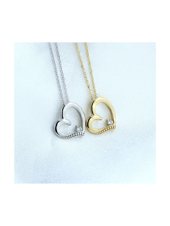 Necklace with design Heart from Gold 14K with Diamond