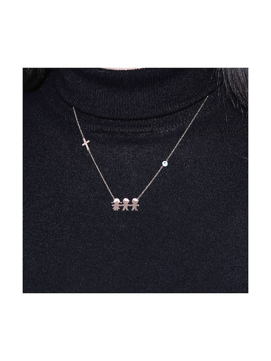 Necklace with Pink Gold Plating with Zircon