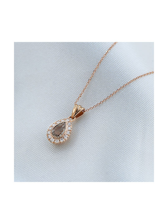 Halskette mit Design Träne aus Roségold 14K mit Diamant