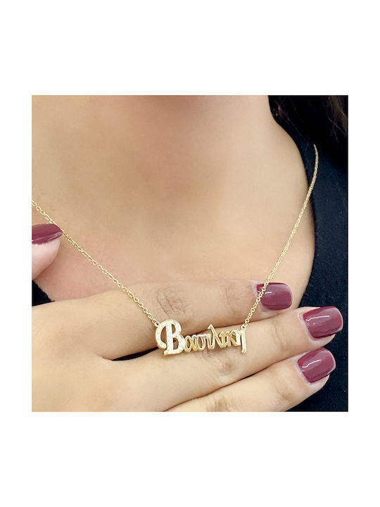 Necklace Name from Gold 14K with Zircon